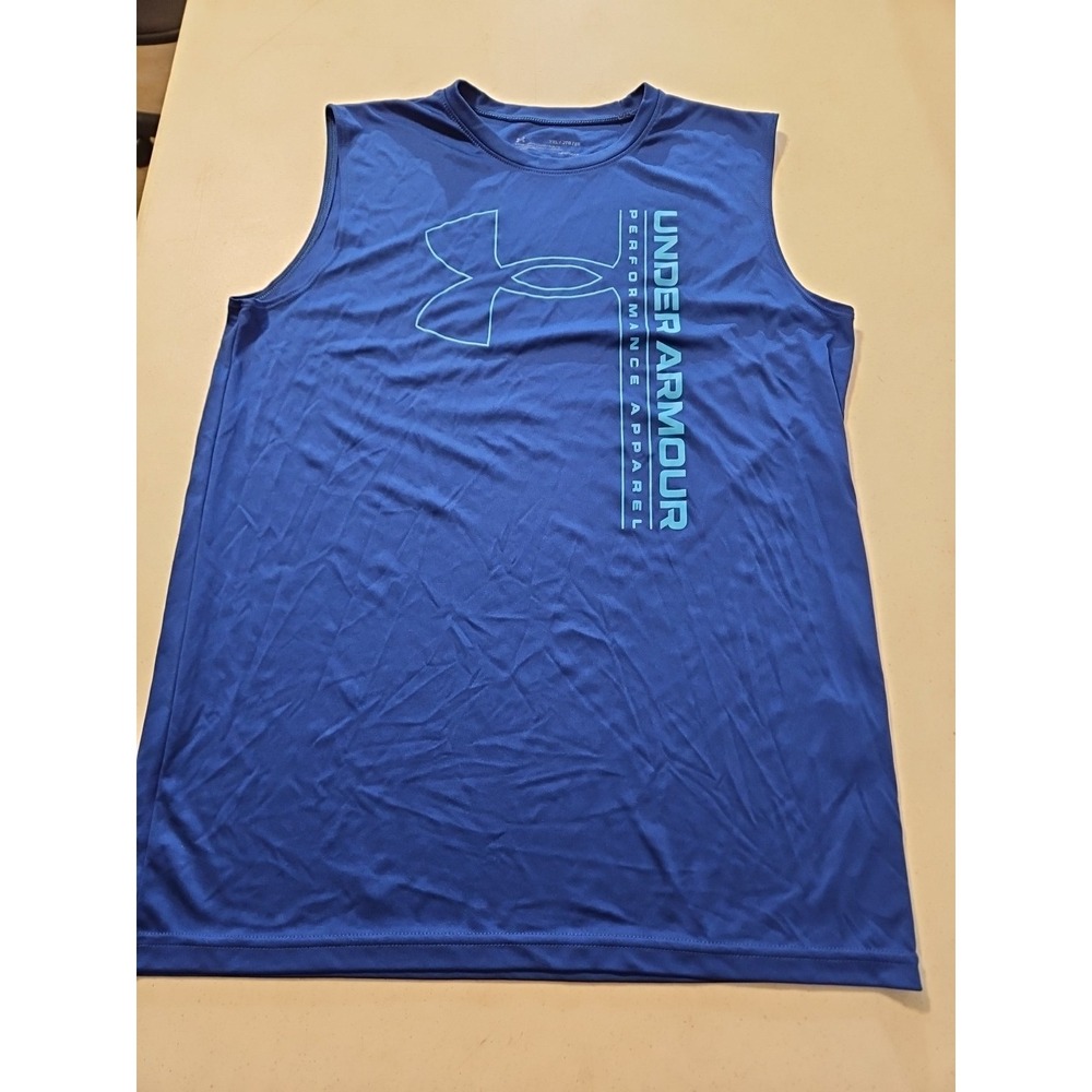 Under Armour HeatGear Tank Top Fitted Sleeveless Athletic Size YXL Blue (A1231)